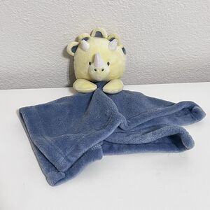 Kyle & Deena Yellow Triceratops Dinosaur Blue Security Blanket Lovey Lovie